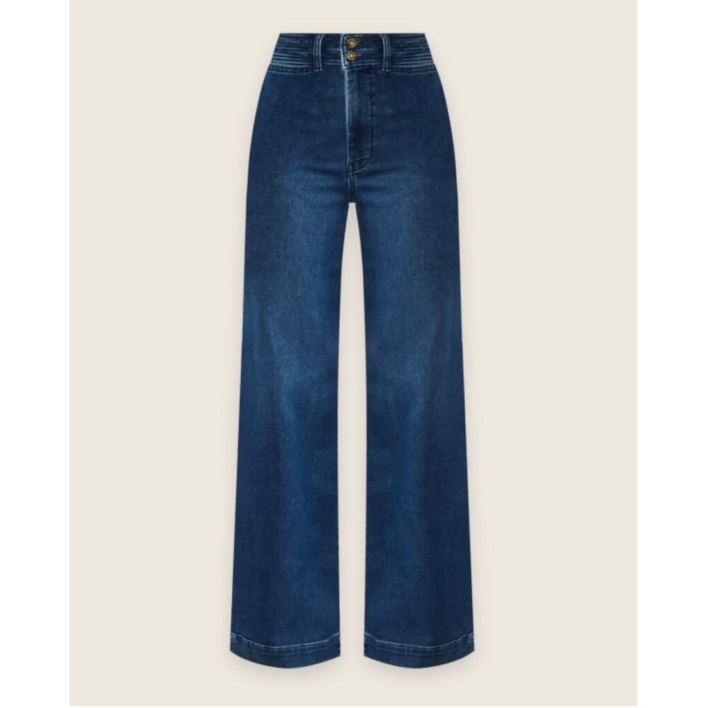 Faherty Stretch Terry Harbor Pant Creekstone Wash Denim Jean $178 EUC 26 Cotton